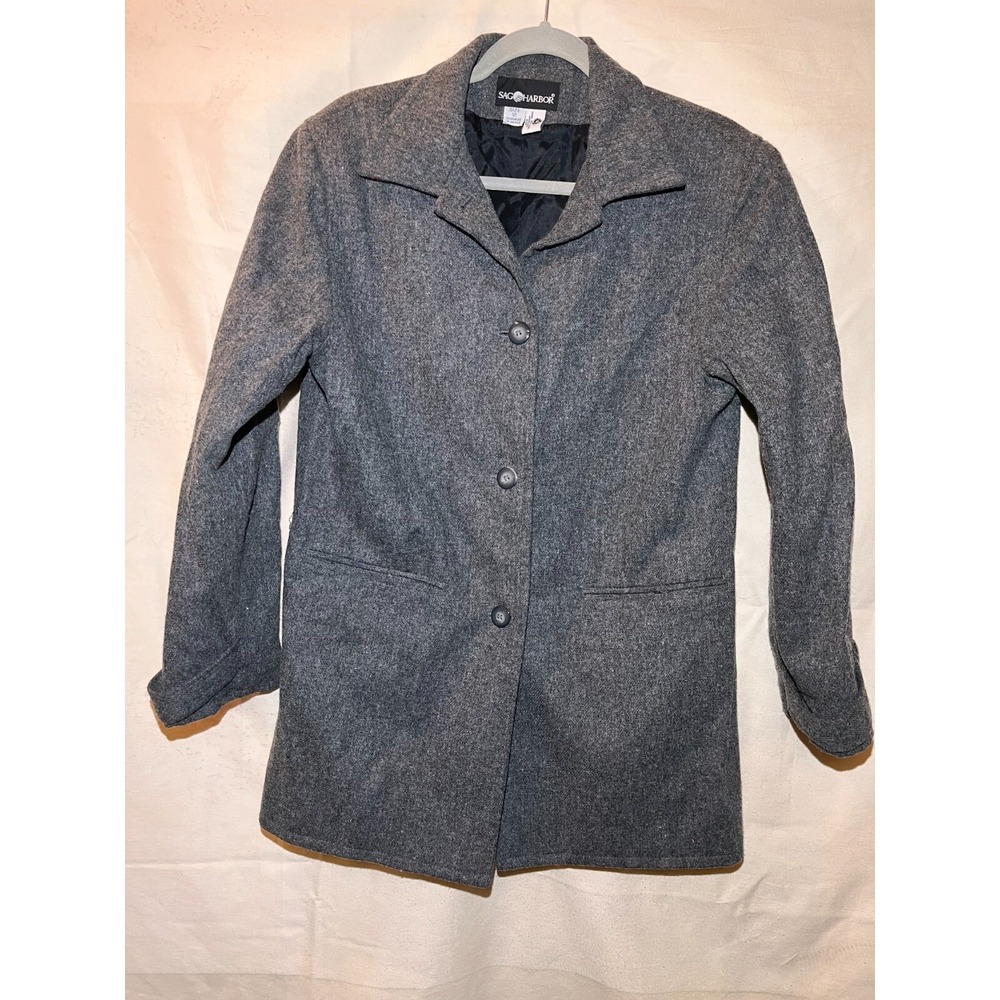 Sag Harbor Size 12 Gray Jacket Peacoat Wool Rich Blend Q44